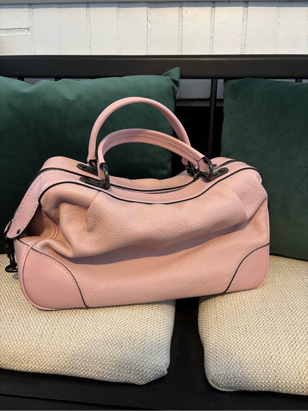 Coach Pink Pebbled Leather Shoulder Satchel with Removable Strap - Picture 6 of 11